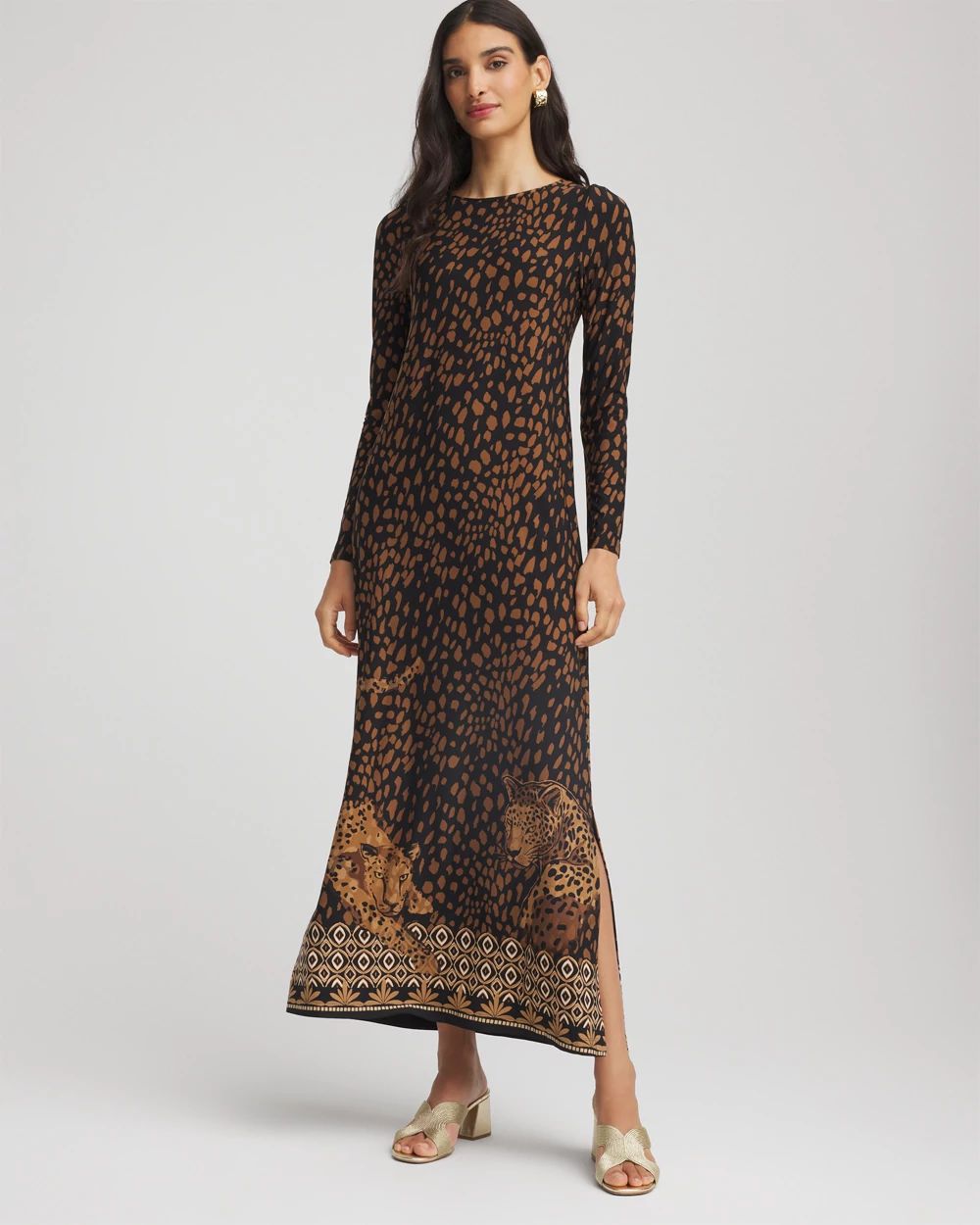 Cheetah Print Button-down Collard Shirt Dress main image 0